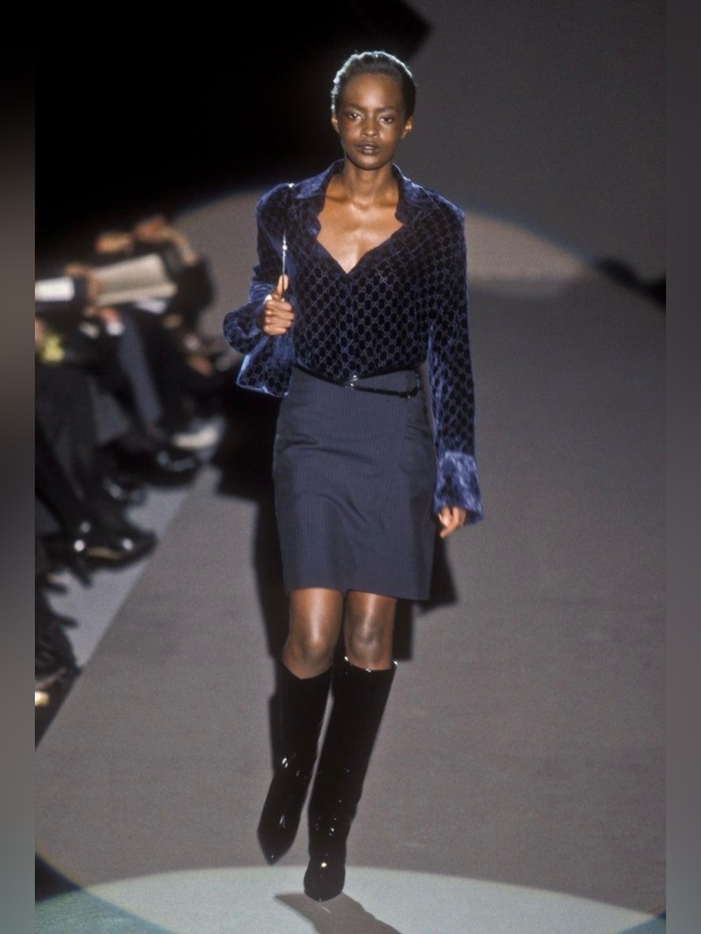 Gucci by Tom Ford FW97 Runway Pinstripe Wrap Knee Length Skirt Archive
